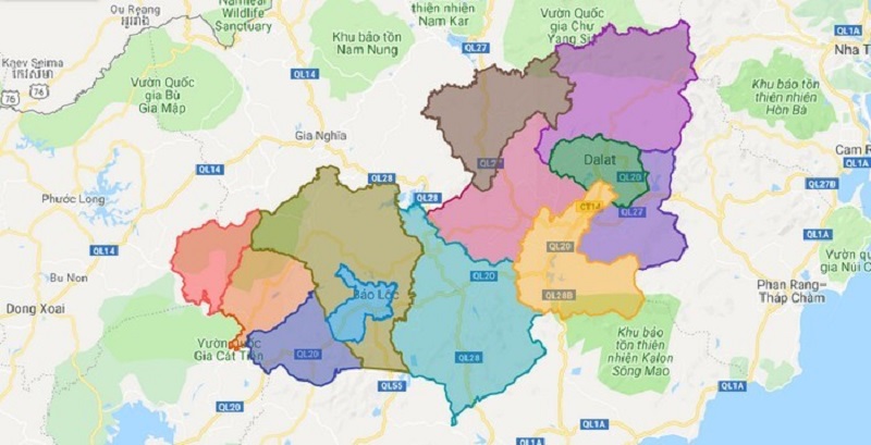 Biết rõ cơ cấu hành chính trong tỉnh Lâm Đồng và các địa danh thú vị với bản đồ hành chính tỉnh Lâm Đồng mới nhất