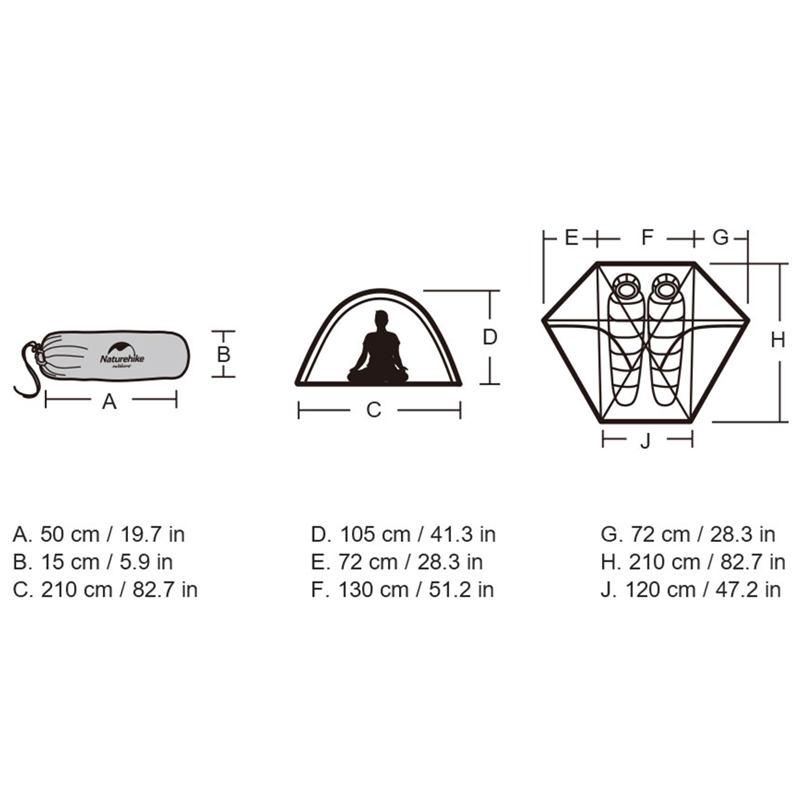 Thông số kỹ thuật của Lều 2 người (lều đôi) Naturehike NH17K240-Y