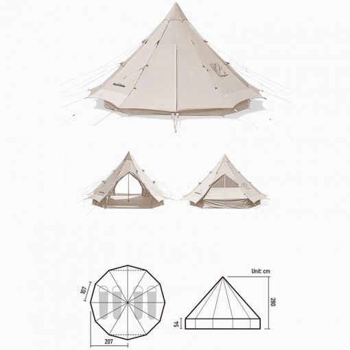 Kích thước của Lều mông cổ Naturehike Glamping Pyramid 12.3